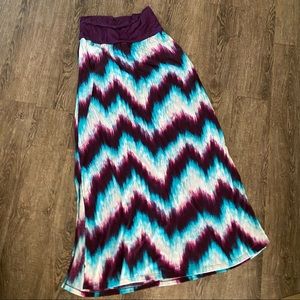 Purple/Blue/White Chevron Maxi Skirt